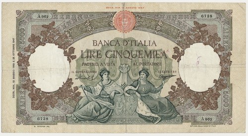 Italy banknote 5000 lire - banknote,