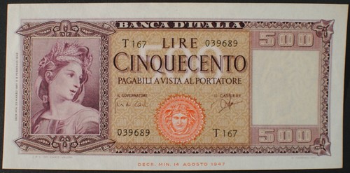 Italy p80b 500 lire - italy, xf++