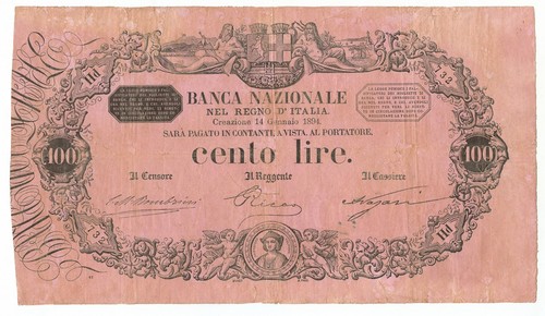 100 lire banca - 100, nel