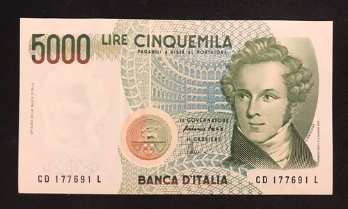 Italy 5000 lire - italy, unc