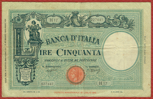Banca italia 1943 50 - d'italia,