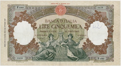Italy banknote 5000 lire - italy,